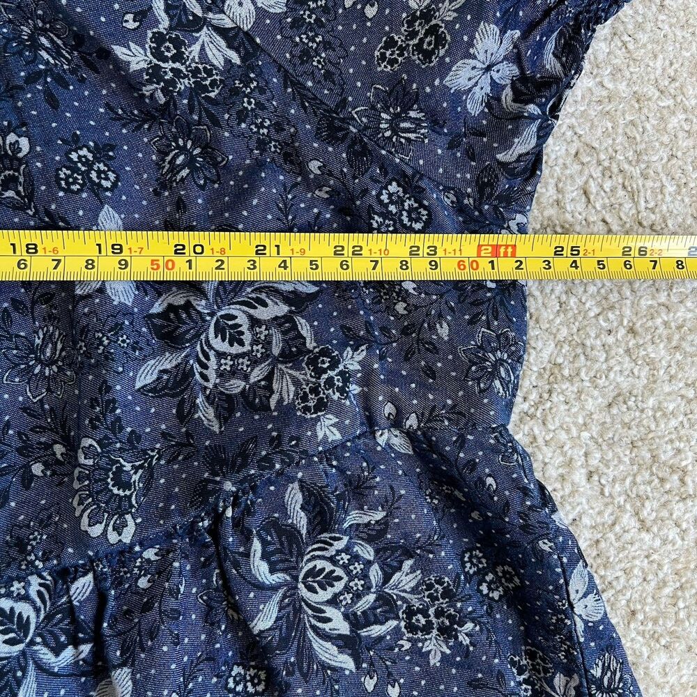 Torrid‎ Plus Size 1X Chambray Floral Puff Sleeve Smocked Tiered Dress Blue - Picture 11 of 13